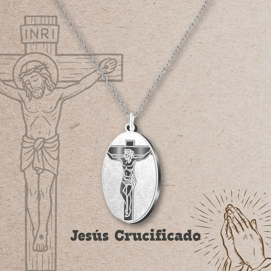 Colgante Acero Jesús Crucificado color Plateado - cotigo