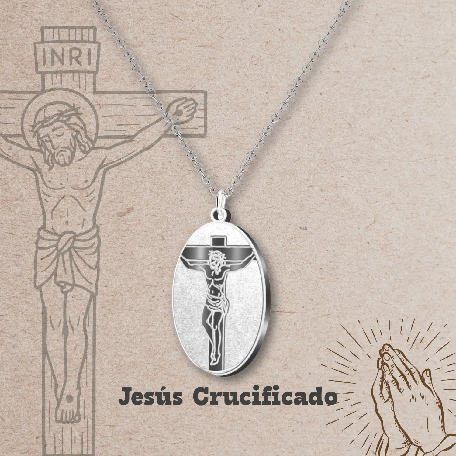 Colgante Acero Jesús Crucificado color Plateado - cotigo