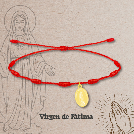 Pulsera 7 nudos con VIRGEN DE FATIMA Dorado