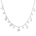 Collar plateado con siete piezas de las Islas Canarias identificadas por su nombre y circonitas