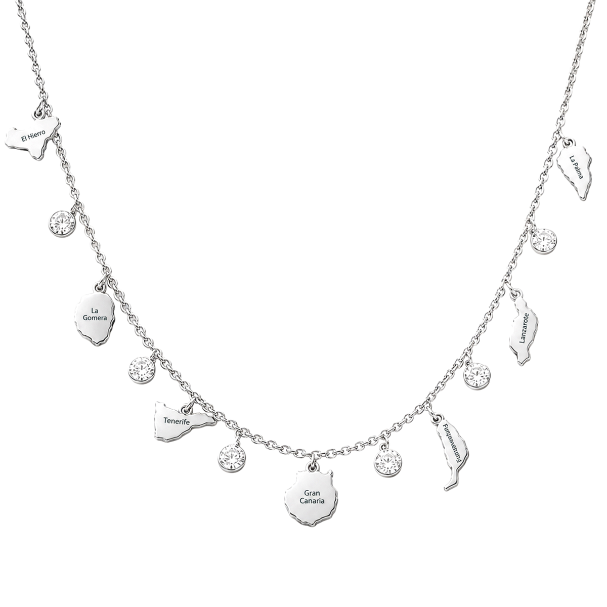 Collar 7 Islas Canarias con Nombres y Circonitas