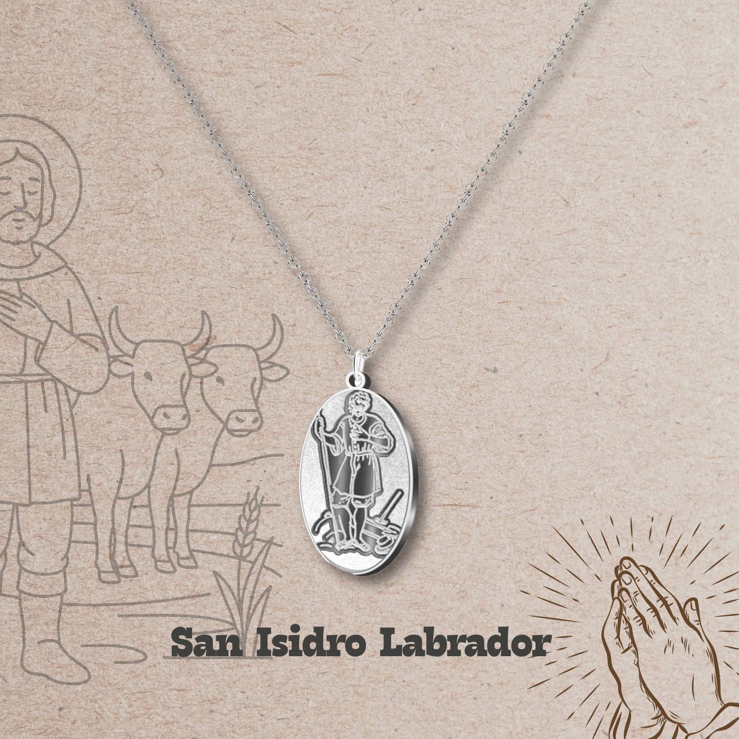 Colgante Acero SAN ISIDRO LABRADOR color Plateado