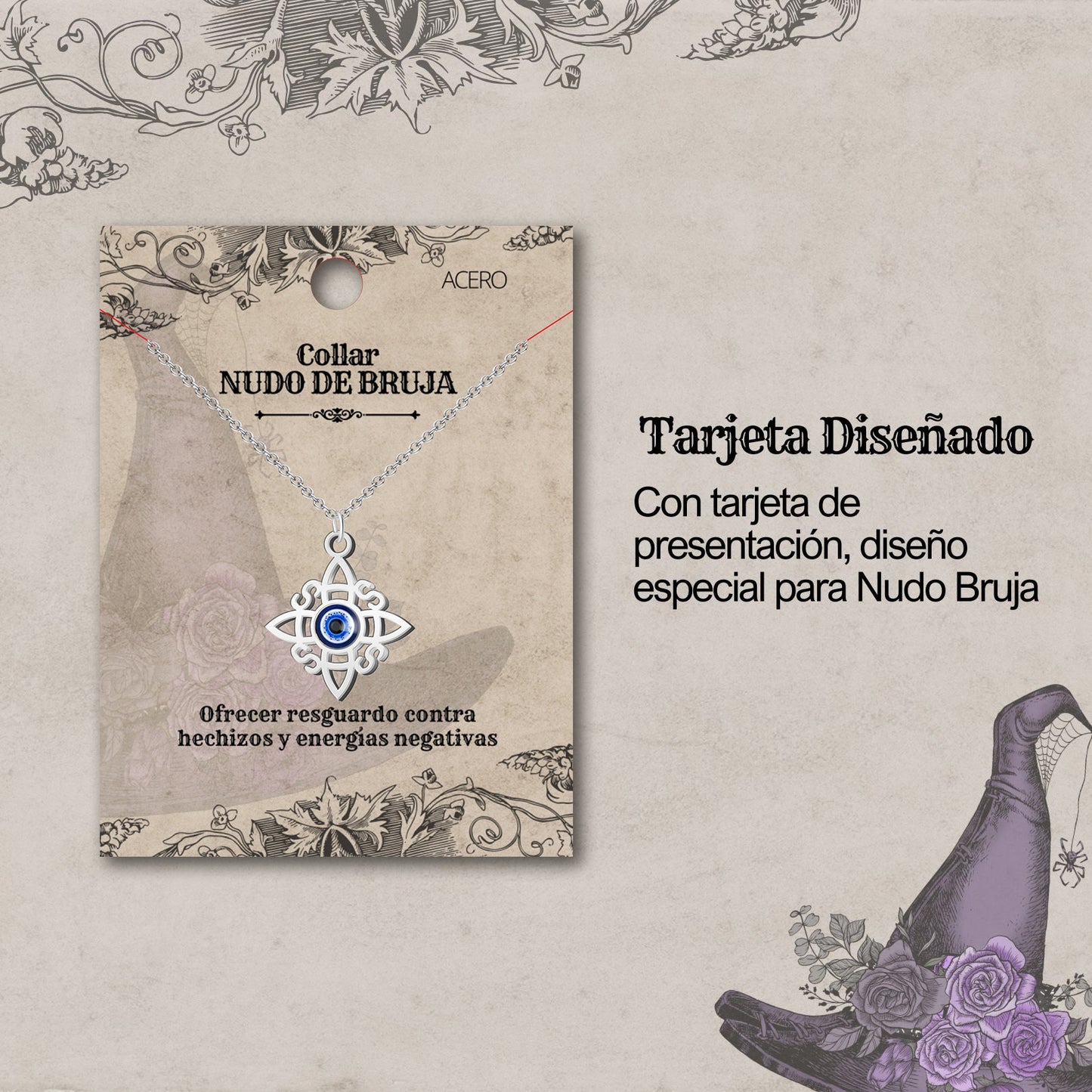 Colgante Nudo bruja Acero Plateado