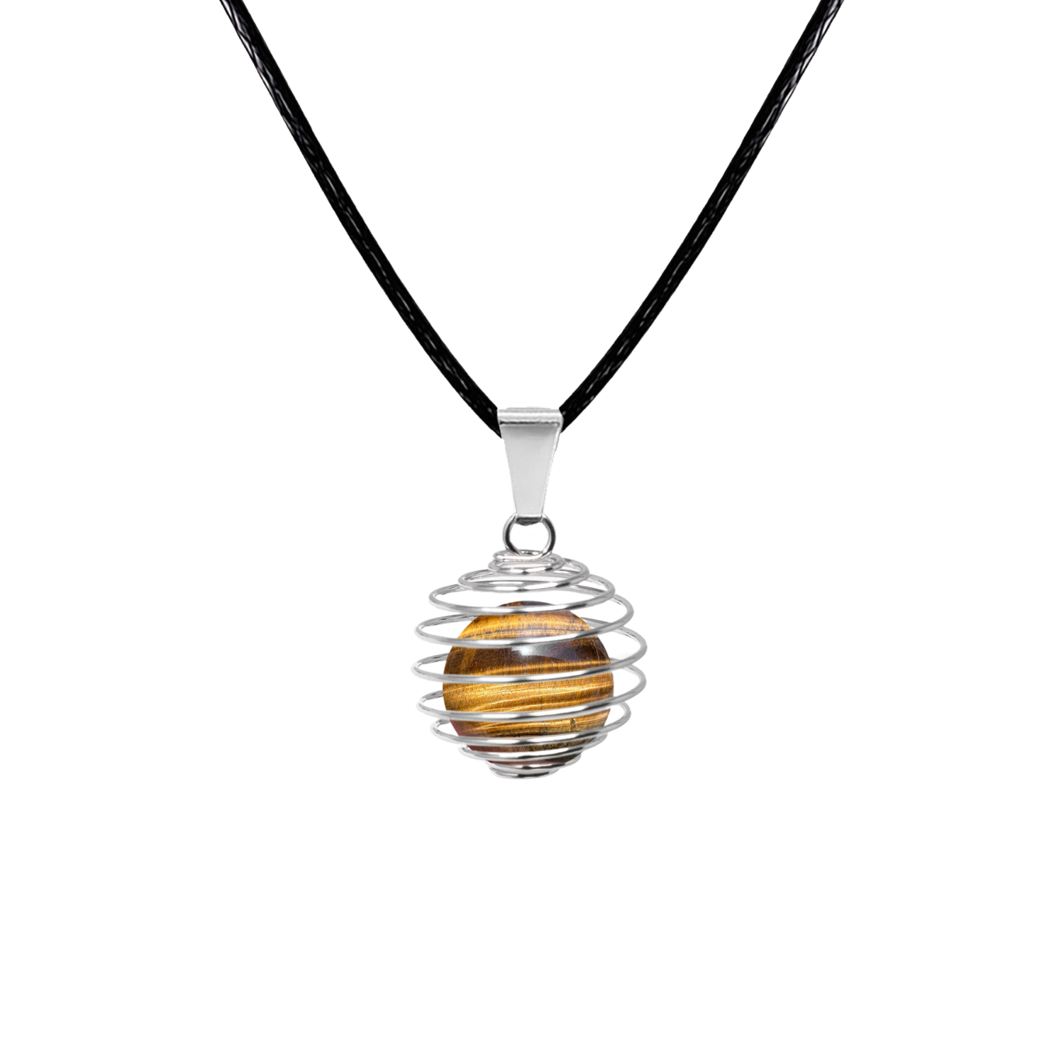 Colgante de Ojo de Tigre 14 mm con Accesorio de Acero
