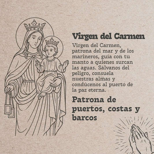 Llavero de Madera con Virgen del Carmen - cotigo