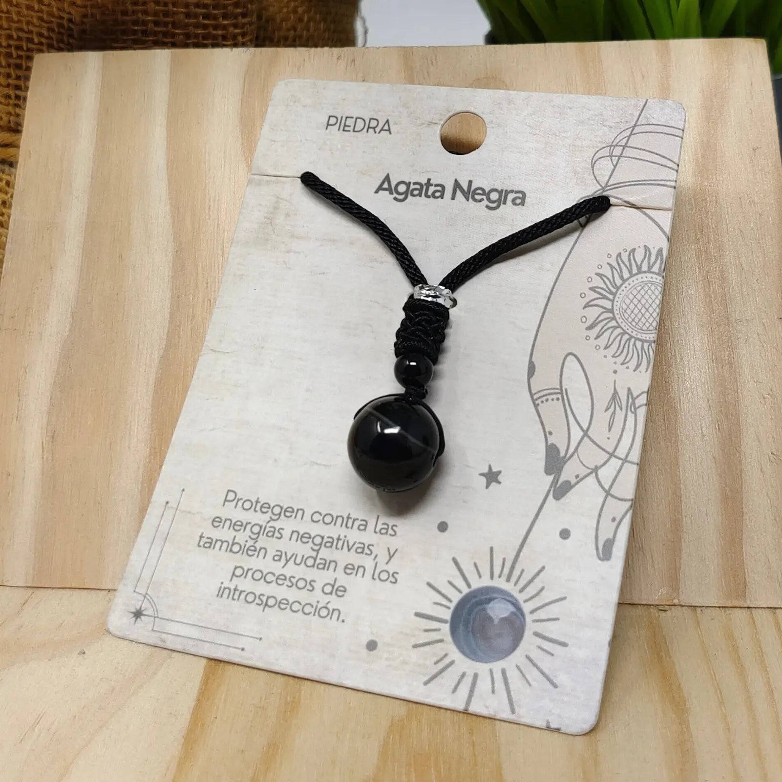 Colgante de Agata negra de bola 14mm - cotigo