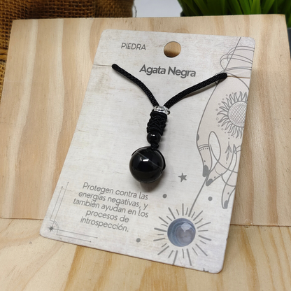 Colgante de Agata negra de bola 14mm