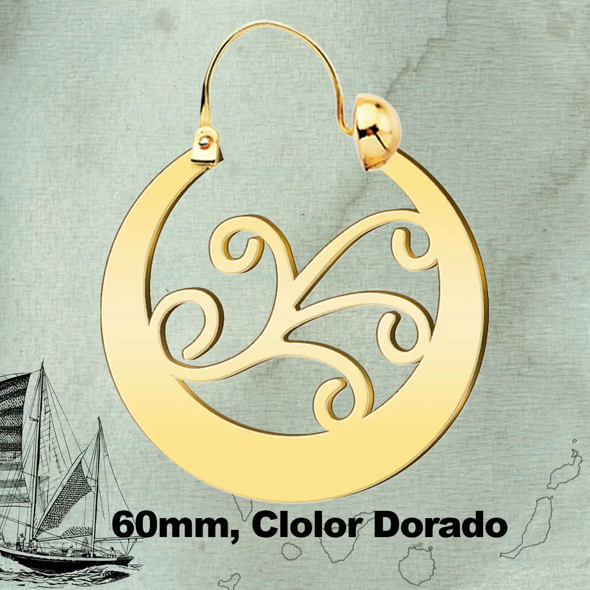 Argolla Canaria en Acero inoxidable baño de oro de 14k - cotigo