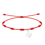 Pulsera de hilo rojo con 7 nudos de la suerte y amuleto de Cruz Celta plateada ajustable.