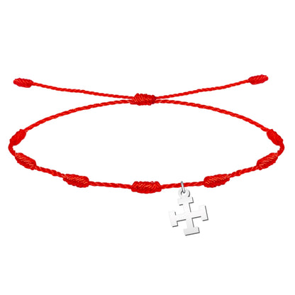 Pulsera 7 Nudos con Cruz Potenzada color Plateado