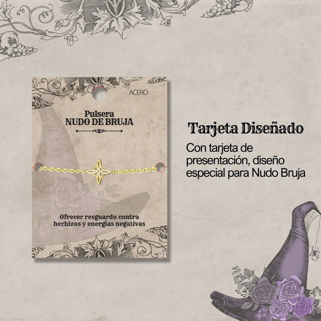 Pulsera Nudo de Bruja en Acero Dorado detalle