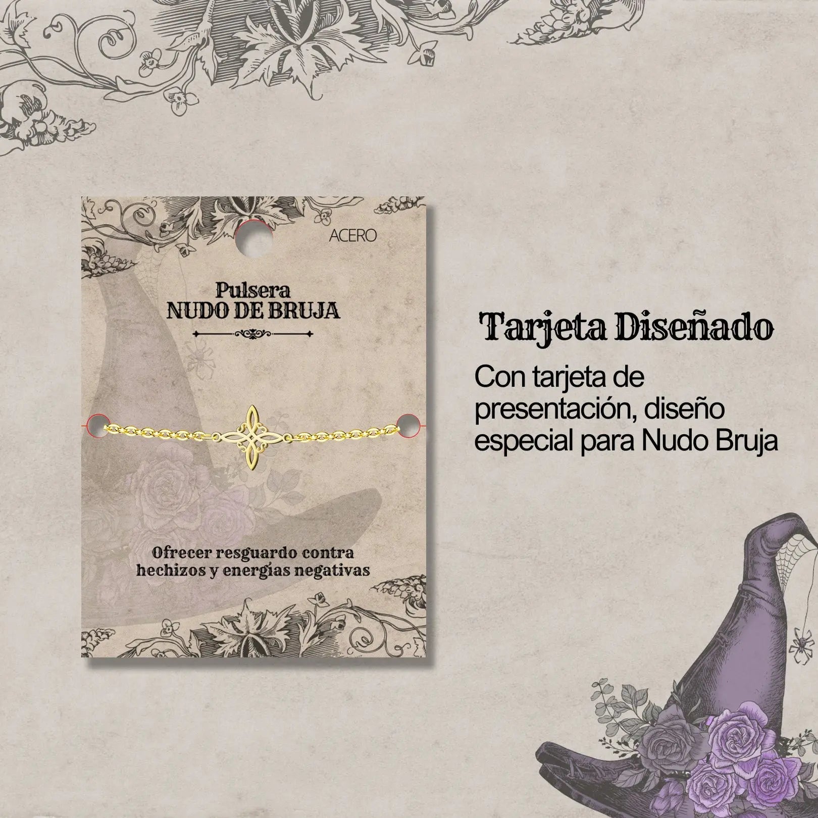 Pulsera Nudo de Bruja en Acero Dorado - cotigo