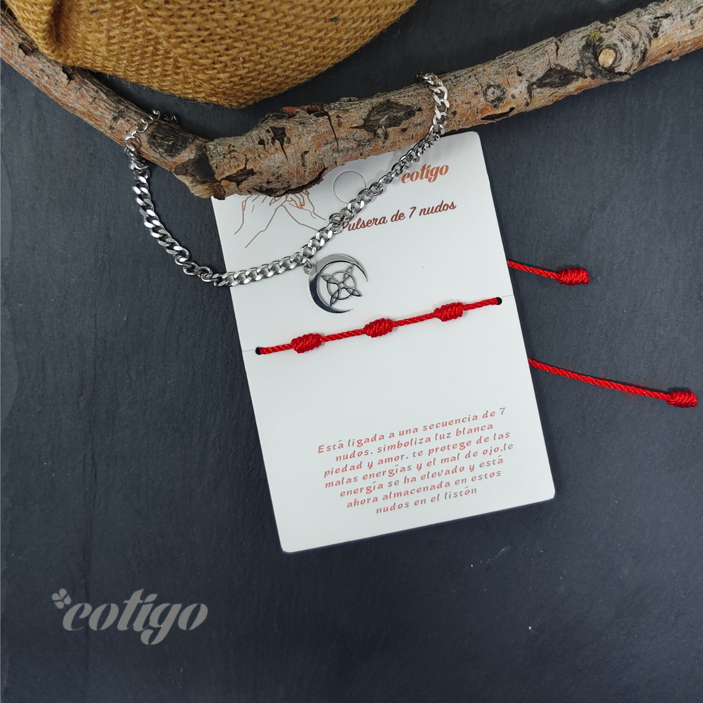 Pulsera Nudo bruja Acero Inoxidable color Plateado