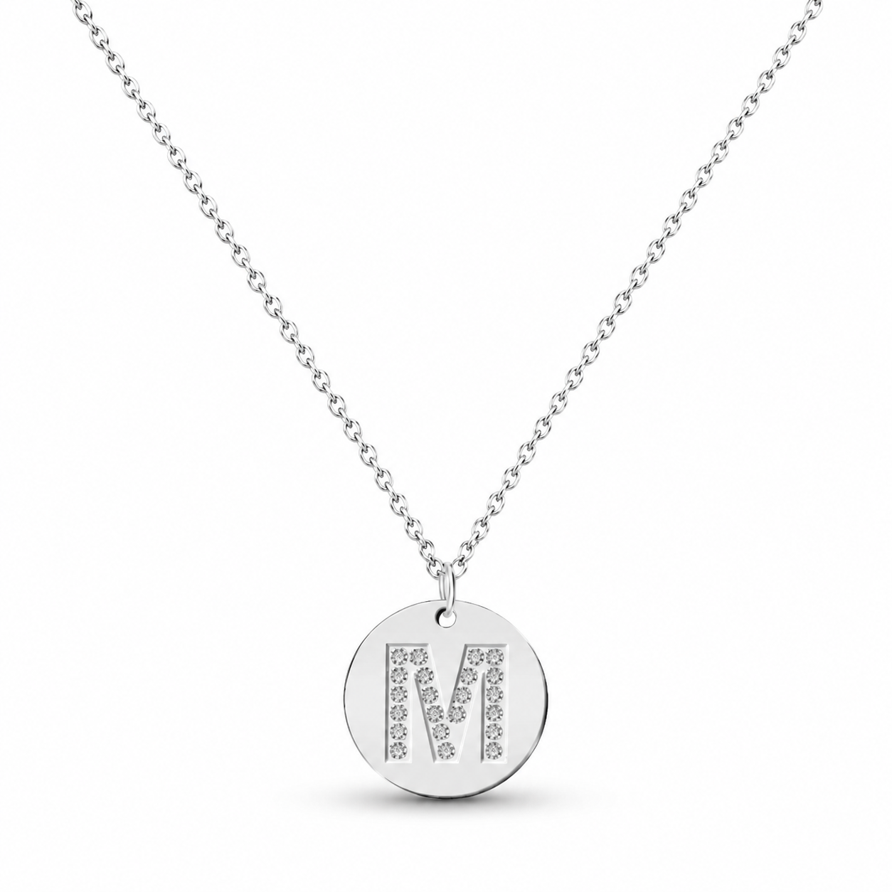 Collar Medalla de Letra Inicial con Circonitas