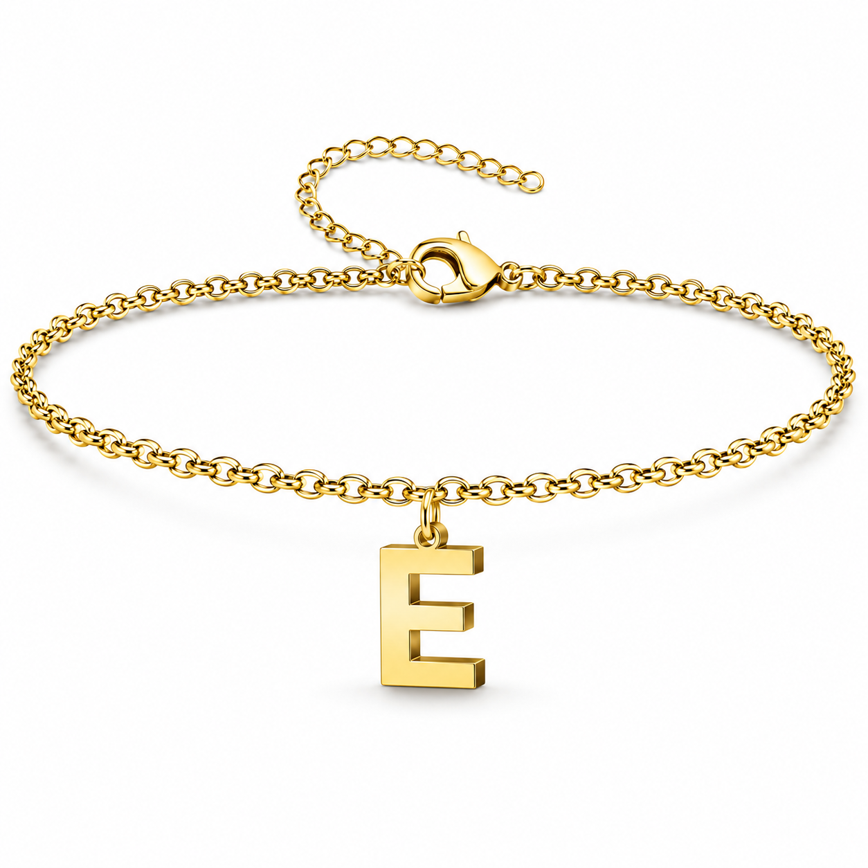 Pulsera con Colgante Letra Inicial en Acero