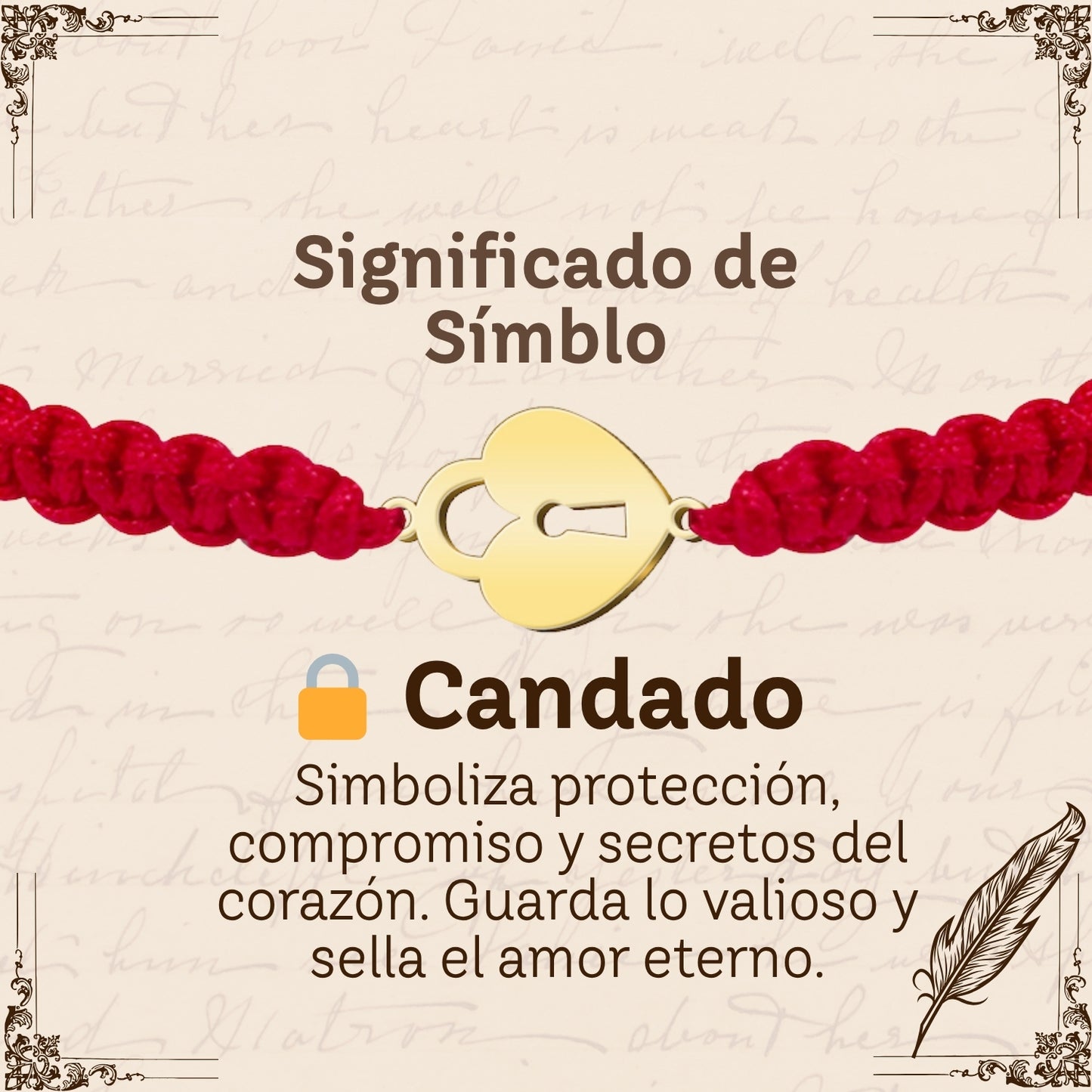 Pulsera Hilo Destino con Candado Acero Dorado