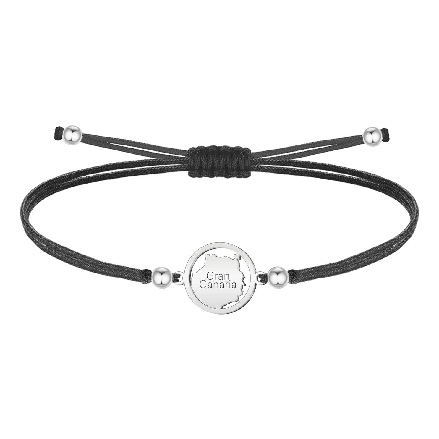 Pulsera Hilo Encerado Mapa de Gran Canaria Acero