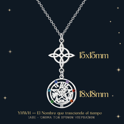 Colgante Tetragramaton con Nudo de Bruja Acero color Plateado
