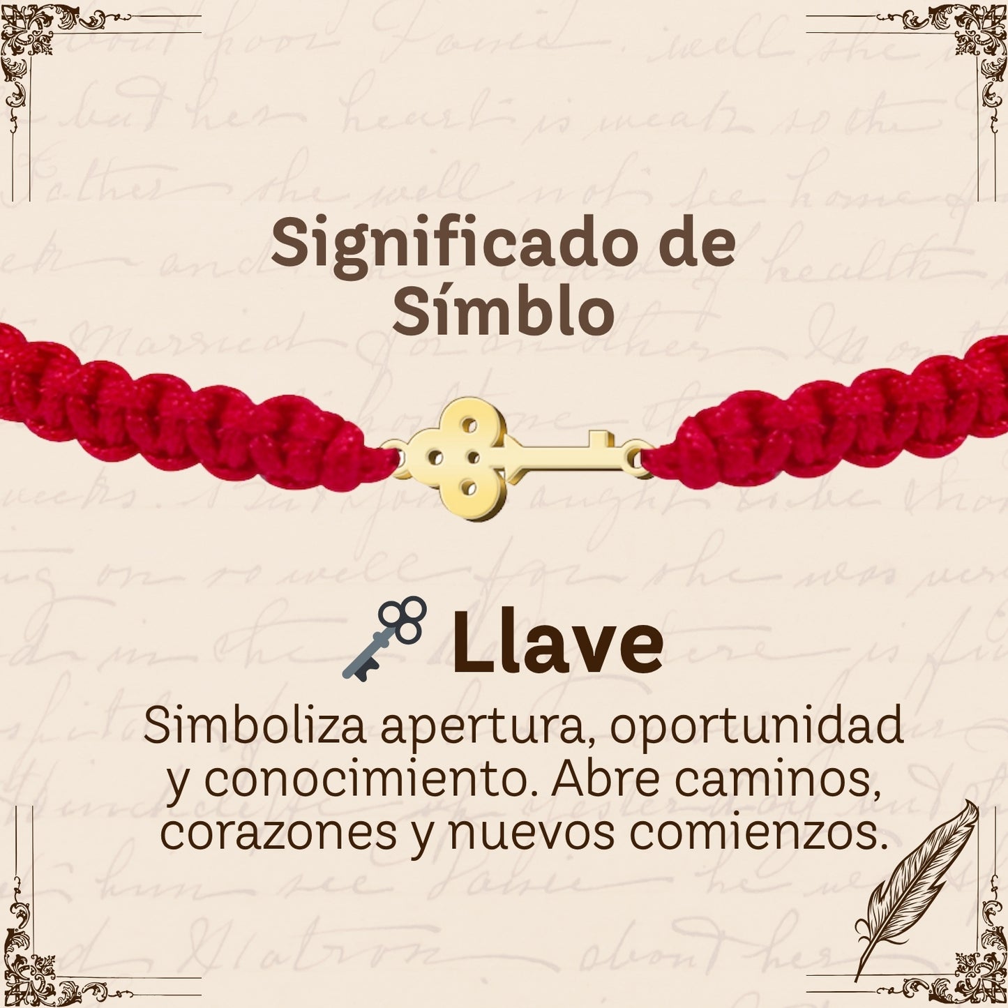 Pulsera Hilo Destino con Llave Acero Dorado