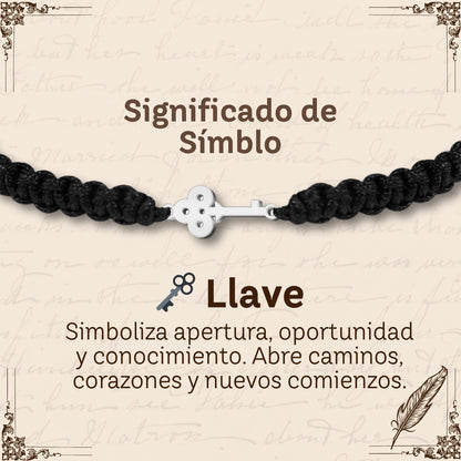 Pulsera Hilo Destino con Llave Acero Plateado
