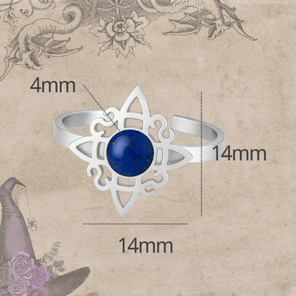 Anillo Nudo de Bruja Acero Plateado con Lapizlazuri