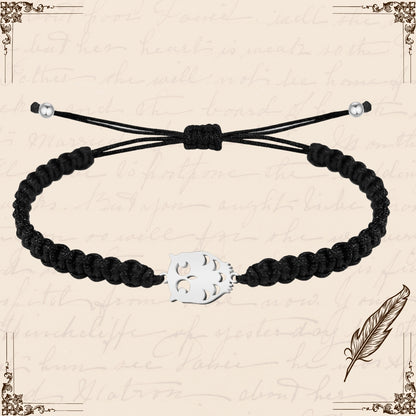 Pulsera Hilo Destino con Búho Acero Plateado