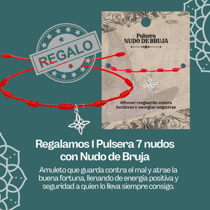 Collar 7 Chakras Acero Inoxidable , color Dorado✨ Amuleto Energético con Regalo Pulsera Nudo de Bruja