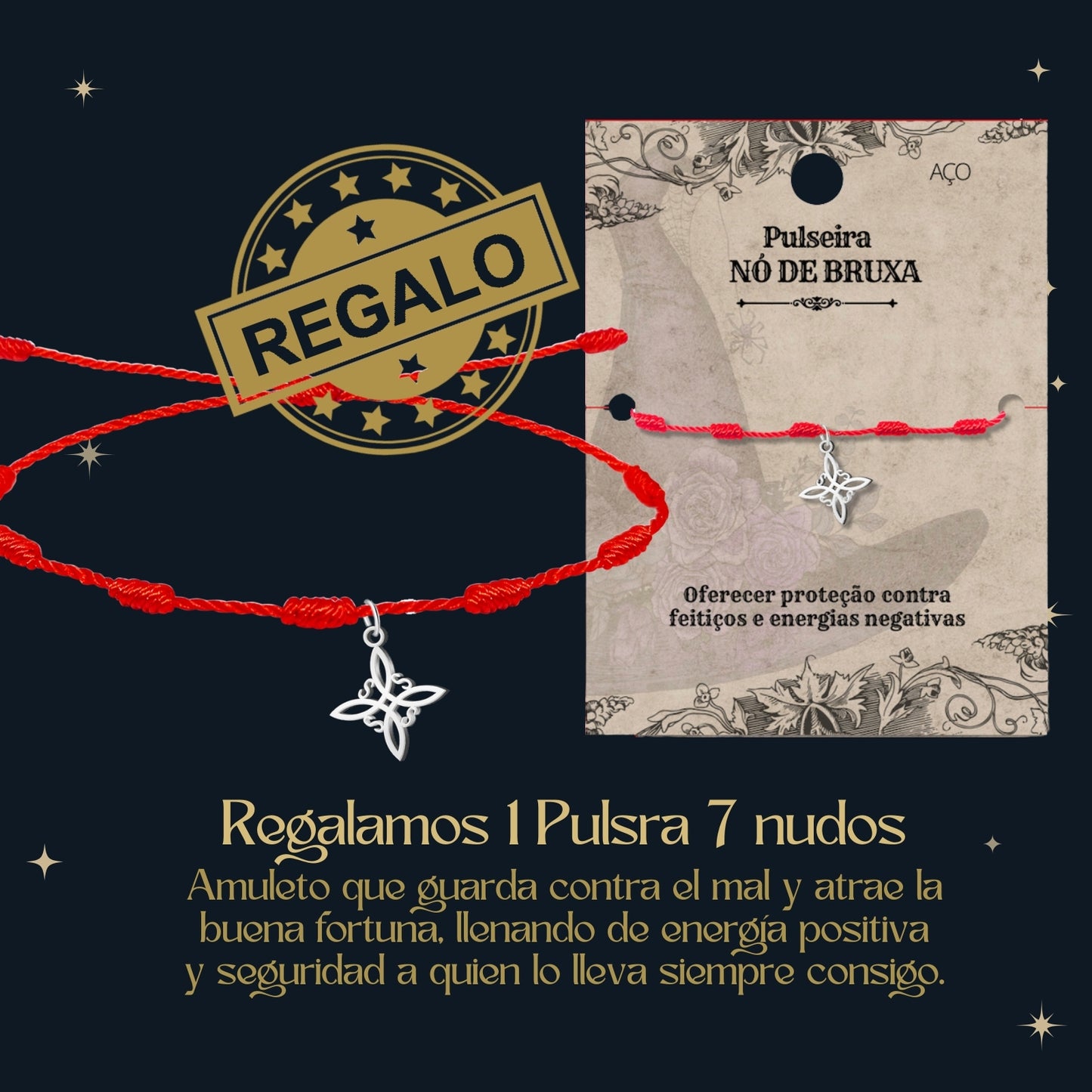 Colgante Tetragramaton con Nudo de Bruja Acero color Dorado