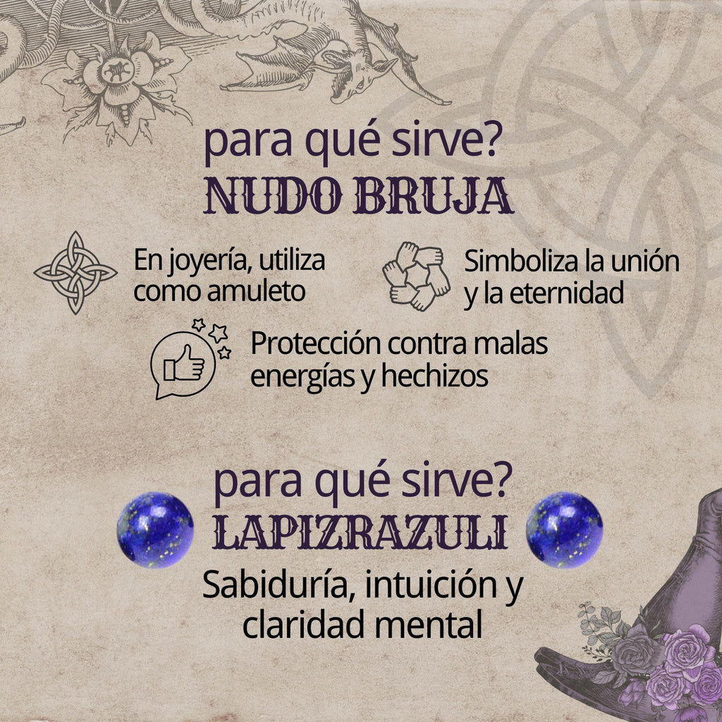 Anillo Nudo de Bruja con Lapislázuli en Acero Plateado - cotigo