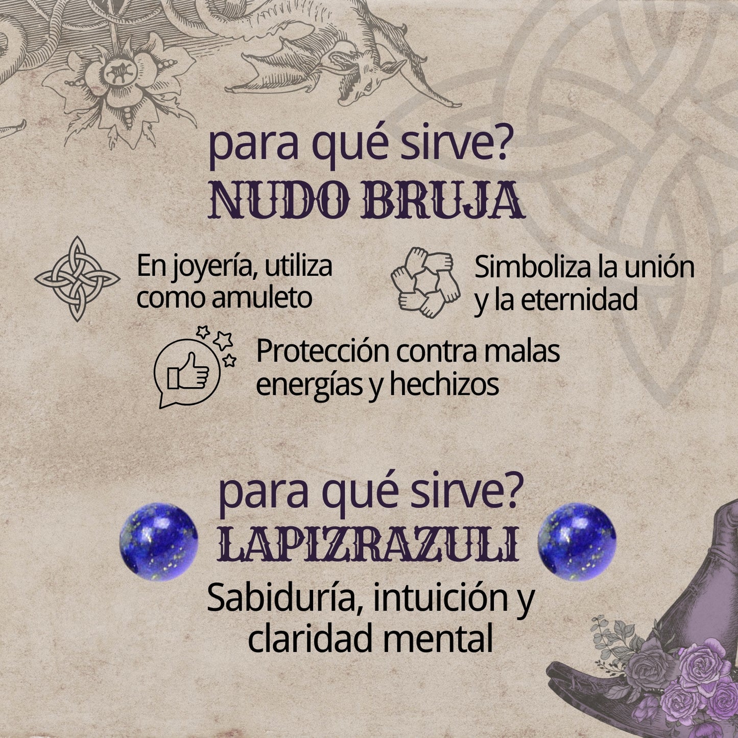 Anillo Nudo de Bruja Acero Plateado con Lapizlazuri