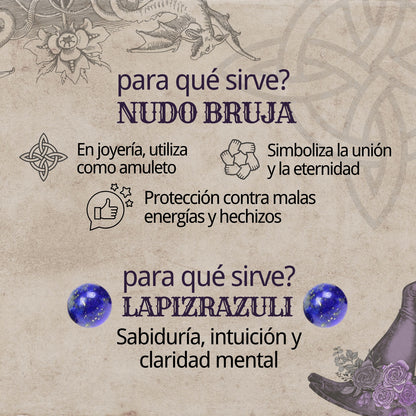 Anillo Nudo de Bruja Acero Plateado con Lapizlazuri