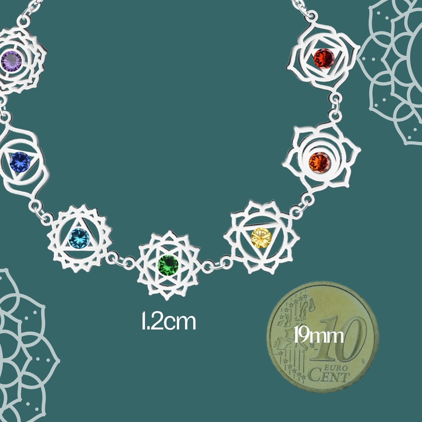 Pulsera 7 Chakras Acero Inoxidable , color Plateado✨ Amuleto Energético con Regalo Pulsera Nudo de Bruja
