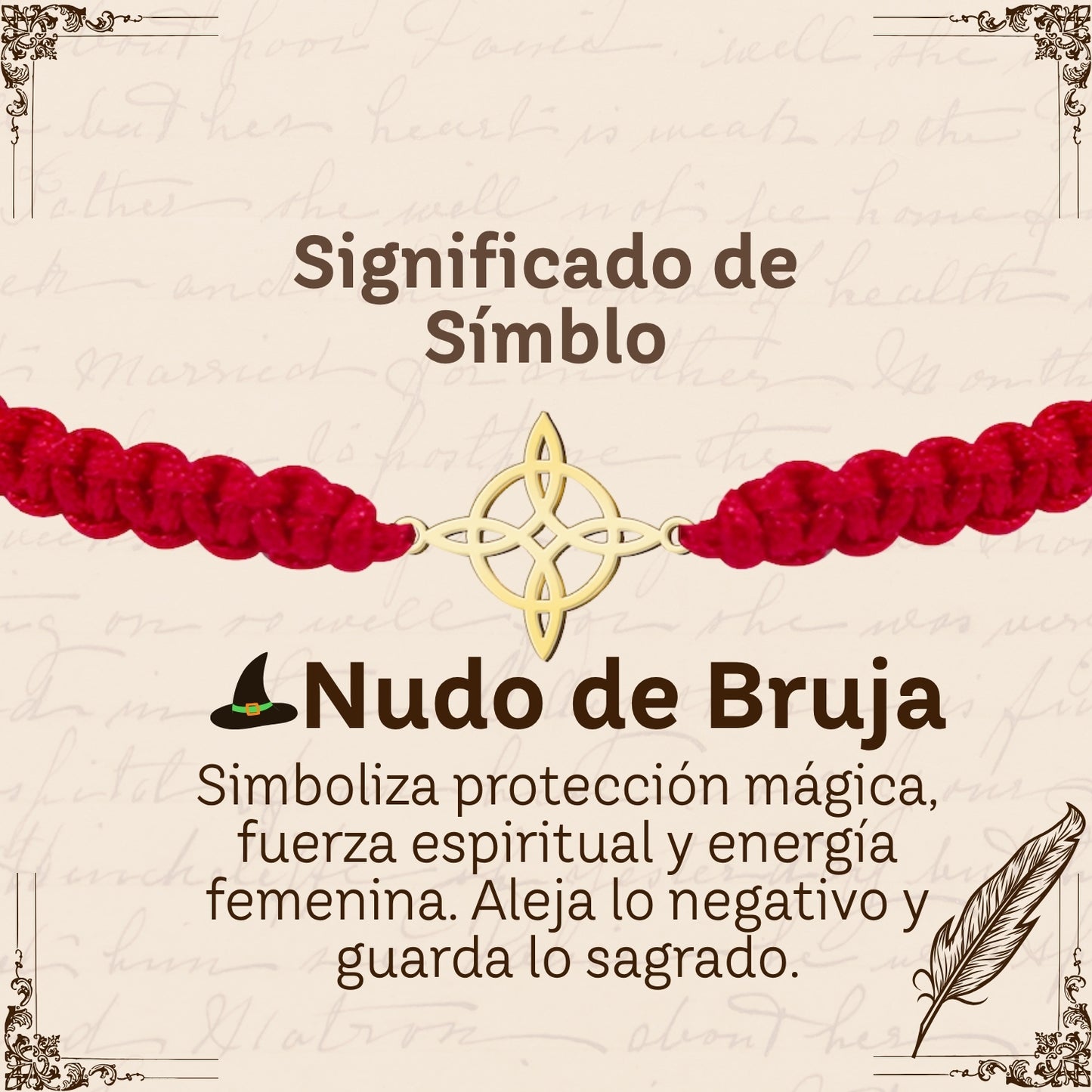 Pulsera Hilo Destino con Nudo Bruja Acero Dorado