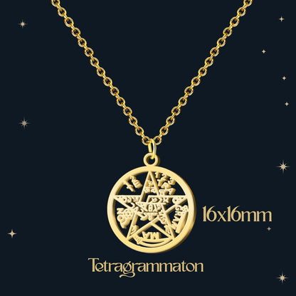 Colgante Tetragramaton con Nudo de Bruja Acero inoxidable