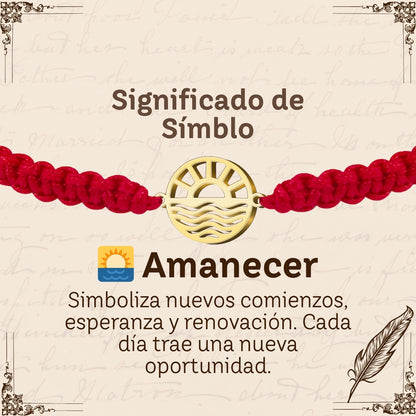 Pulsera Hilo Destino con Amanecer Acero Dorado
