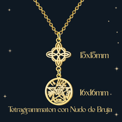 Colgante Tetragramaton con Nudo de Bruja Acero inoxidable