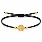 Pulsera Hilo Encerado con Medalla de San Benito Acero Inoxidable cotigo