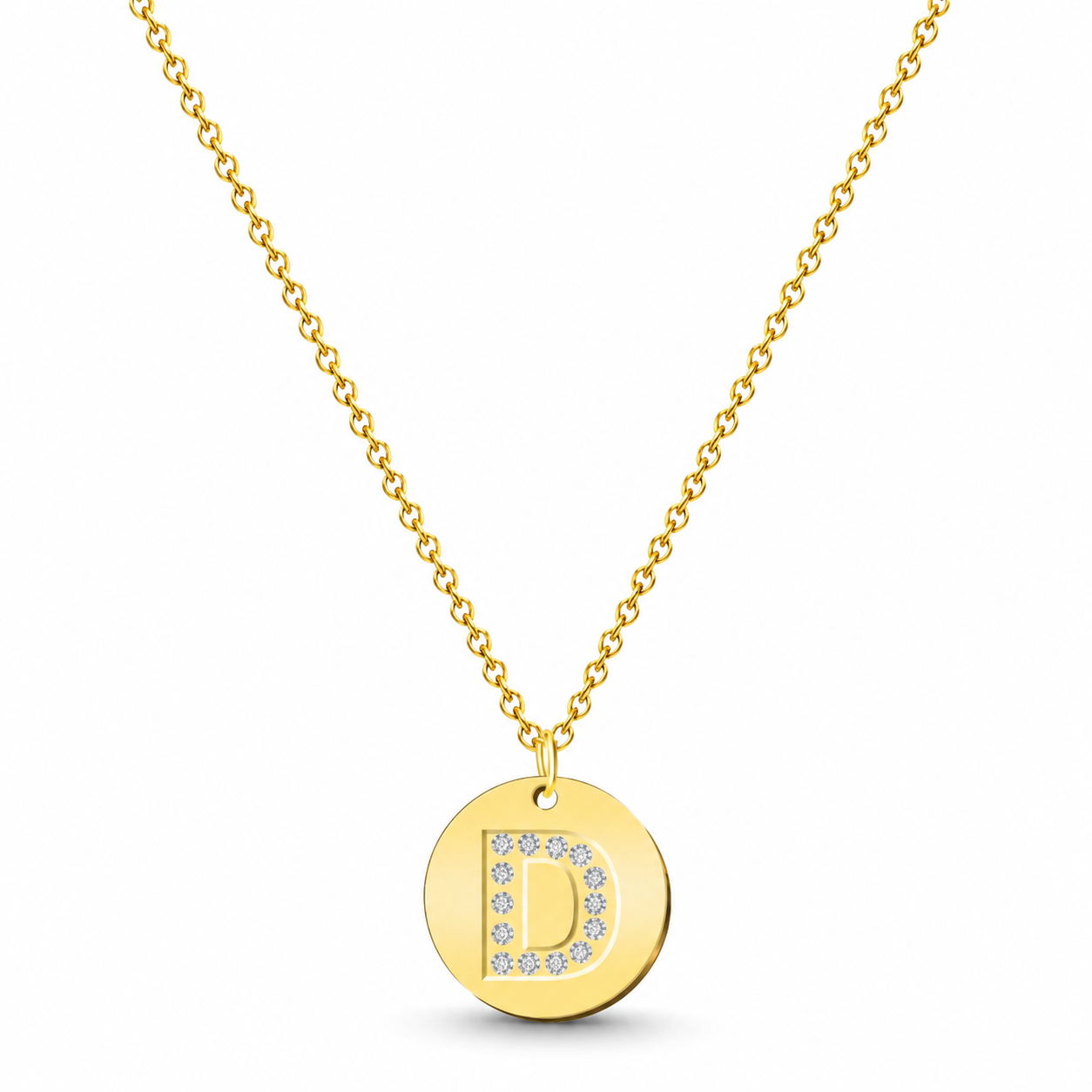 Collar Medalla de Letra Inicial con Circonitas