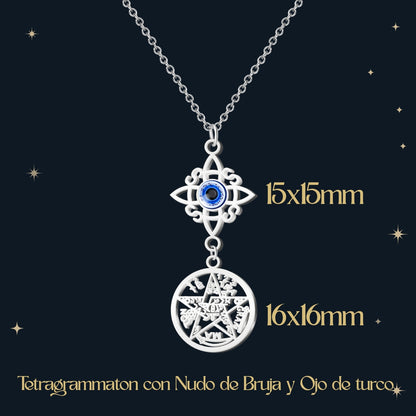 Colgante Tetragramaton con Nudo de Bruja Acero inoxidable