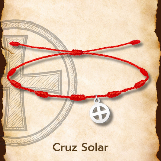 Pulsera 7 Nudos con Cruz Solar color Plateado