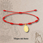 Pulsera 7 Nudos Virgen del Rocío Medalla Acero Dorado textura