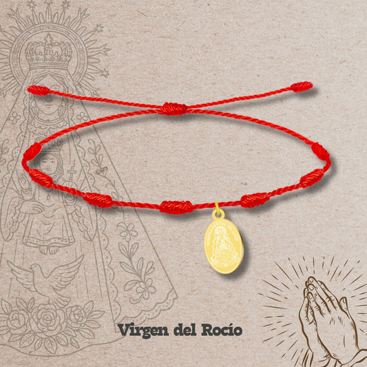 Pulsera 7 nudos con Virgen del Rocío Dorado
