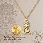 Collar Virgen de la Esperanza Macarena Acero Dorado Calado - cotigo