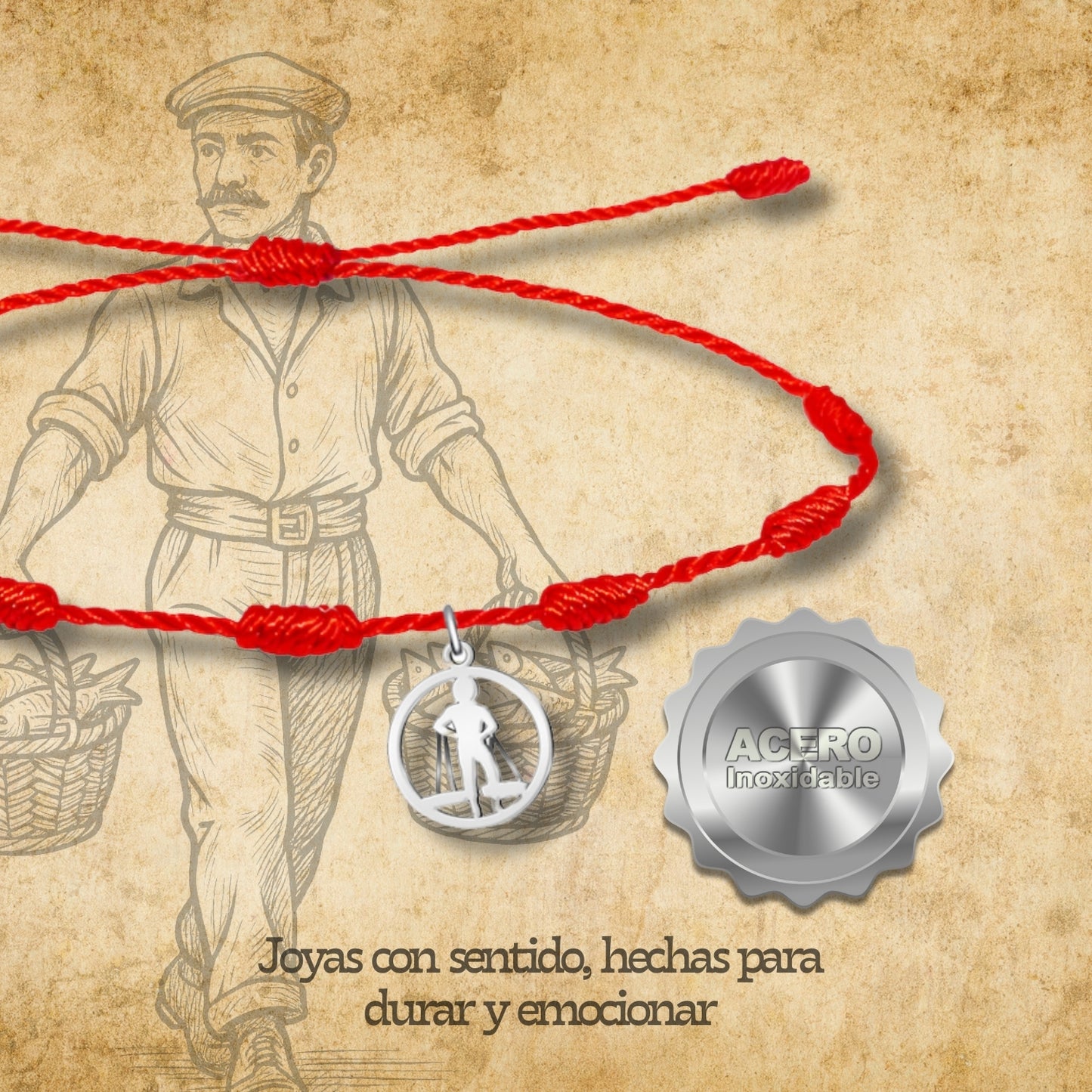 Pulsera 7 nudos con el Cenachero Acero Plateado