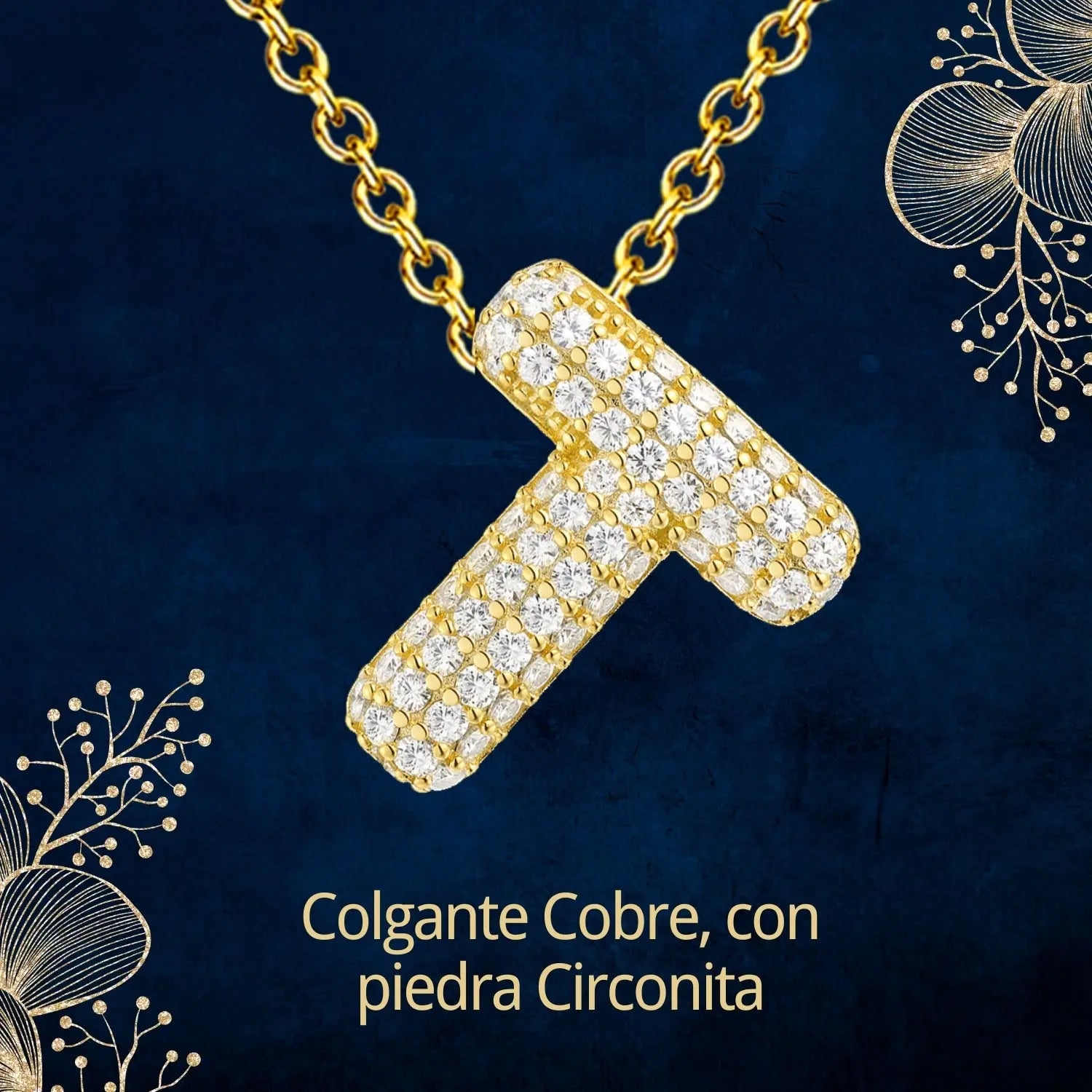 Colgante Letra inicial T con Piedra Circonita - cotigo