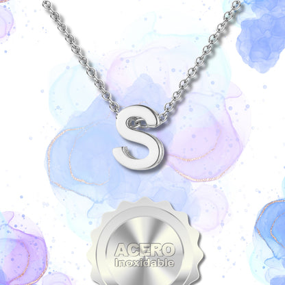 ✨Collar Letra Inicial en Acero Inoxidable para Mujer 💖 Con Tarjeta Diseñada y Significado del Nombre 📜 Incluye Caja de Regalo 🎁 ¡Y una Pulsera 7 Nudos de Regalo para la Suerte! 🍀