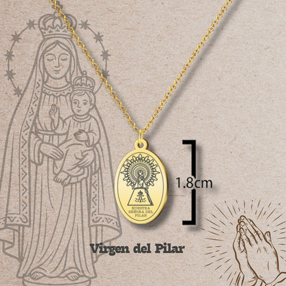 Collar Virgen de Pilar Acero dorado