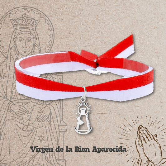 Pulsera Bandera cantabria con Colgante Virgen de la bien aparecida Acero Plateado