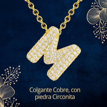 Colgante Letra inicial M con Piedra Circonita