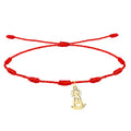 Pulsera de hilo rojo 7 nudos de protección con charm de la Virgen del Rocío (La Blanca Paloma) en acero dorado